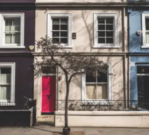 White house with a red door