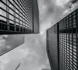 Black and white image of the city