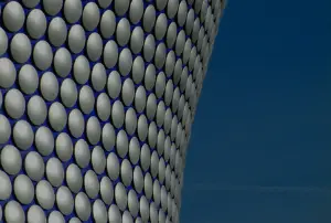 Modern building with a blue sky background
