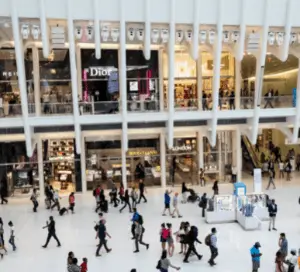 People walking around in a shopping centre