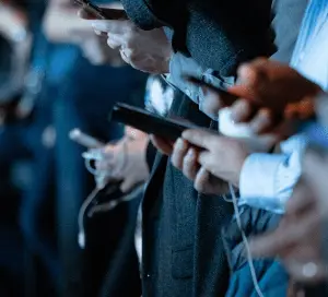 People in suits on mobile phones