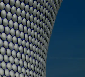 Modern building with a blue sky background