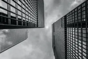 Black and white image of the city