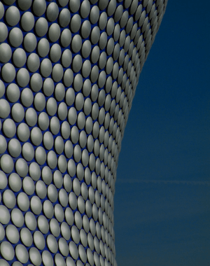 Modern building with a blue sky background